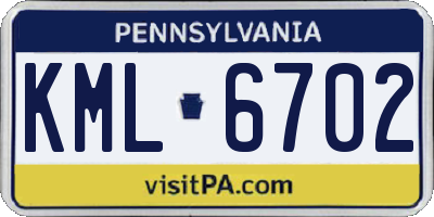 PA license plate KML6702