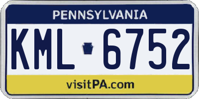 PA license plate KML6752