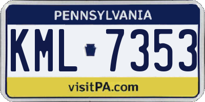 PA license plate KML7353