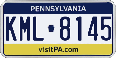PA license plate KML8145