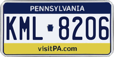 PA license plate KML8206