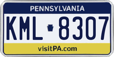 PA license plate KML8307