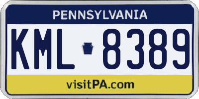 PA license plate KML8389