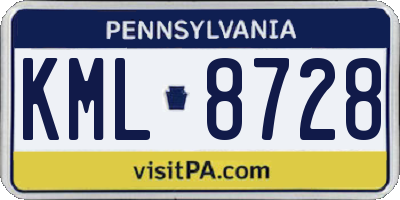 PA license plate KML8728
