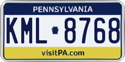 PA license plate KML8768