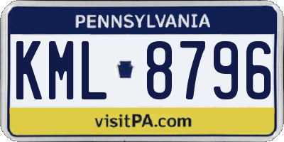 PA license plate KML8796