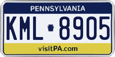 PA license plate KML8905