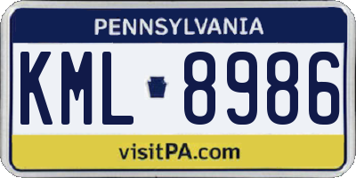 PA license plate KML8986