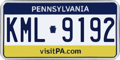 PA license plate KML9192