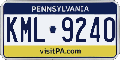 PA license plate KML9240