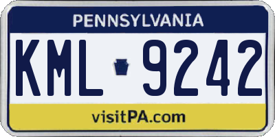 PA license plate KML9242