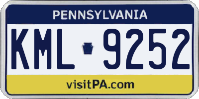 PA license plate KML9252