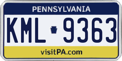 PA license plate KML9363