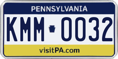 PA license plate KMM0032