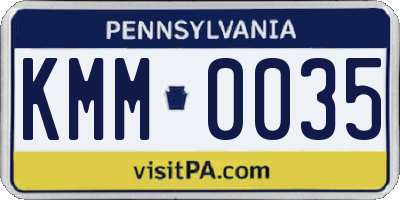 PA license plate KMM0035