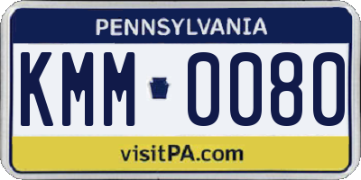 PA license plate KMM0080