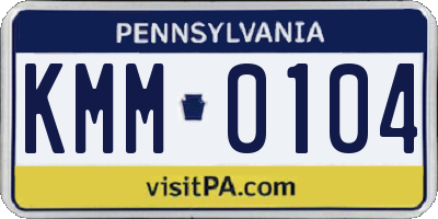 PA license plate KMM0104