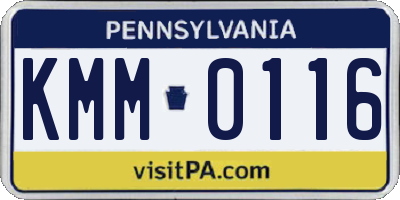 PA license plate KMM0116