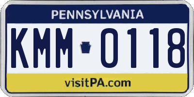 PA license plate KMM0118
