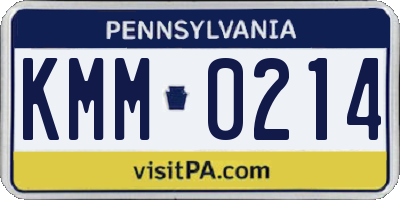 PA license plate KMM0214