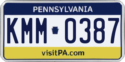 PA license plate KMM0387
