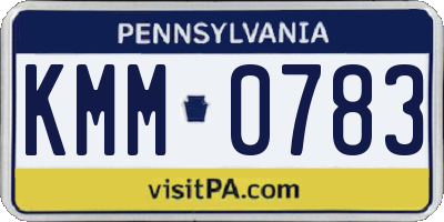 PA license plate KMM0783