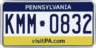 PA license plate KMM0832