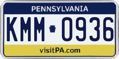 PA license plate KMM0936
