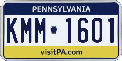 PA license plate KMM1601