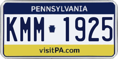 PA license plate KMM1925