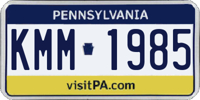 PA license plate KMM1985