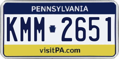 PA license plate KMM2651