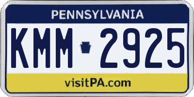 PA license plate KMM2925