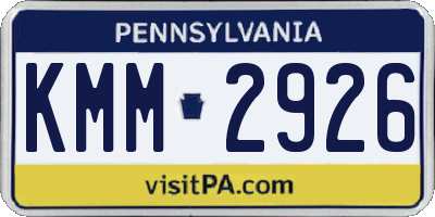 PA license plate KMM2926