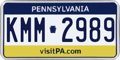 PA license plate KMM2989