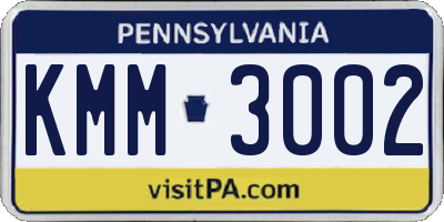 PA license plate KMM3002