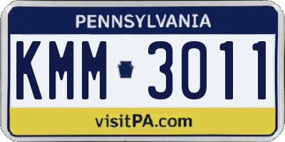 PA license plate KMM3011