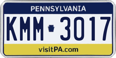 PA license plate KMM3017