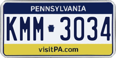 PA license plate KMM3034