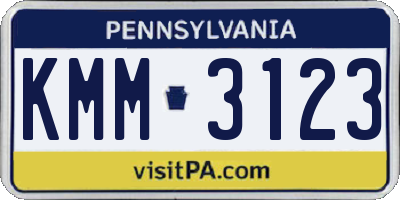 PA license plate KMM3123