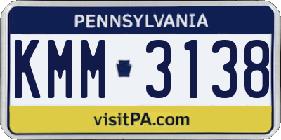 PA license plate KMM3138
