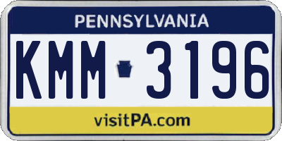 PA license plate KMM3196