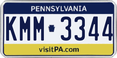 PA license plate KMM3344