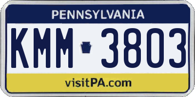 PA license plate KMM3803