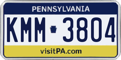PA license plate KMM3804