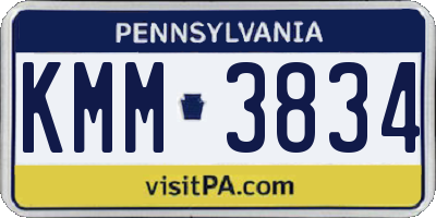PA license plate KMM3834