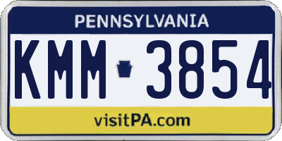 PA license plate KMM3854