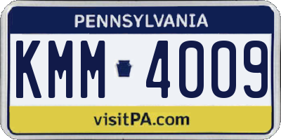 PA license plate KMM4009