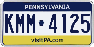 PA license plate KMM4125