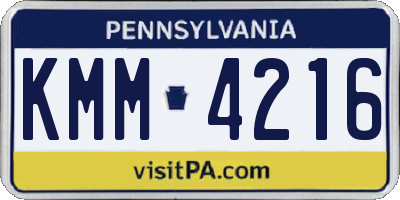 PA license plate KMM4216